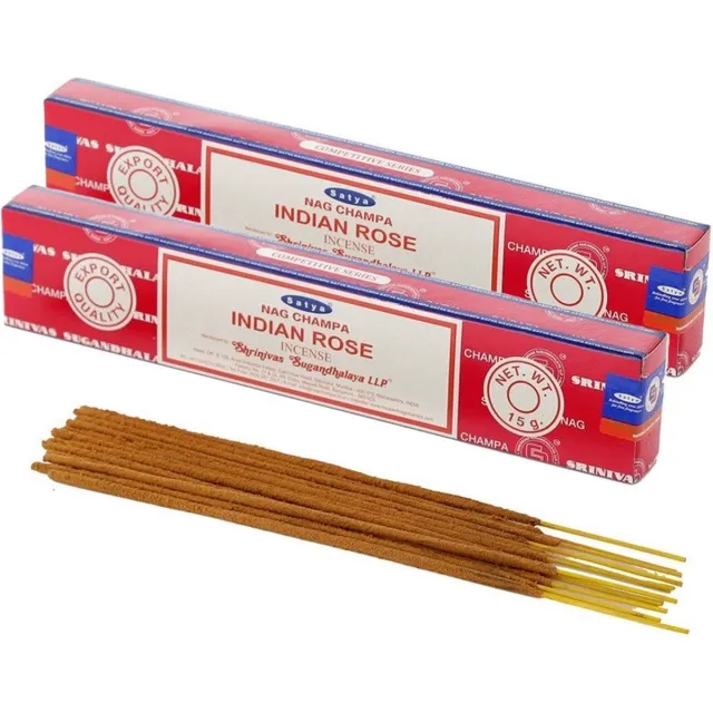 Satya Nag Champa wierrook stokjes Rozen bloemen geur - 30x - Lichaam in balans - Meditatie - staafjes van 21 cm Multi