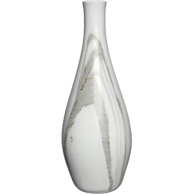 Ideas 4 Seasons Idea4seasons Bloemenvaas Dazzle - marmer look - Wit/goud - Keramiek - D13 cm x H35 cm - vaas