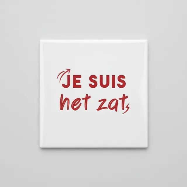 Nevolis Je Suis Het Zat Grappige Quote Tegel – Stoere Typografie Statement Wanddecoratie – 15 x 15 cm Keramische Tegel Multi Color