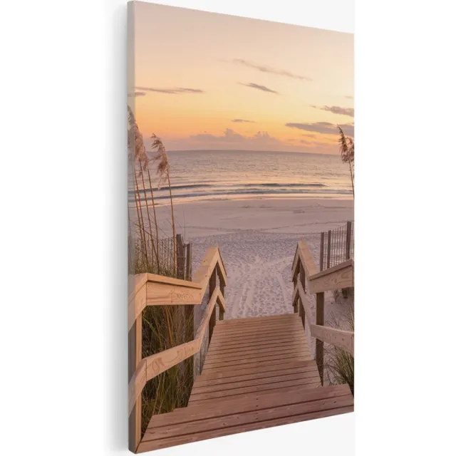 Saammp Canvas Schilderij - Pad naar de Zee tussen het helmgras - Strand - 20x30 - Foto op canvas - Wanddecoratie - muurdecoratie Woonkamer - Slaapkamer decoratie - Canvas Print Multicolor