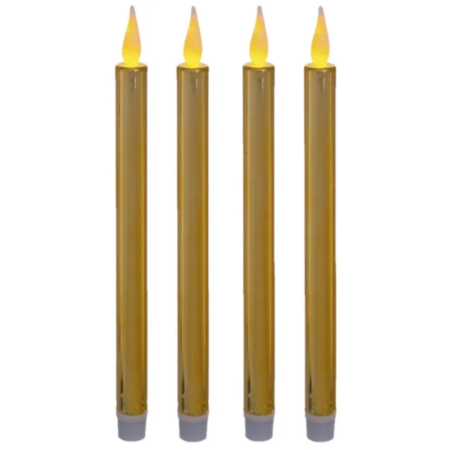 Feeric lights & Christmas LED dinerkaarsen 4x stuks - goud - 28 cm - glitter - tafeldecoratie Goudkleurig