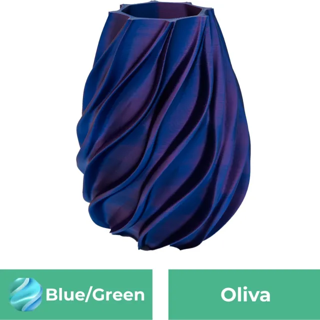 Lovora Oliva organische vaas – Decoratieve vaas - Blauw / Groen - 3d geprinte vaas – geschikt voor droogbloemen - 20CM