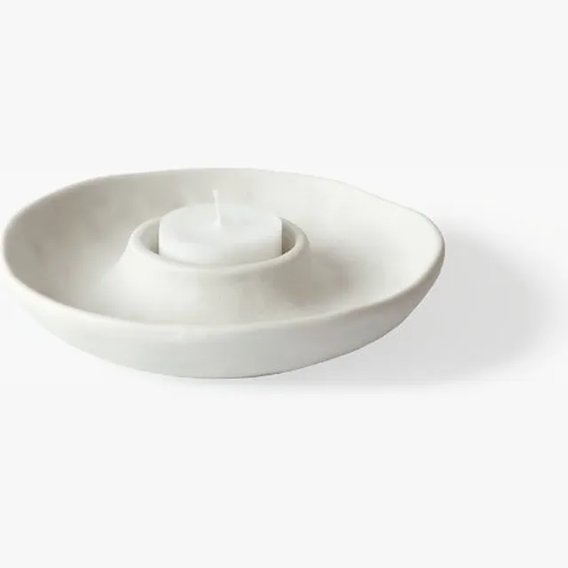 Leeff theelichthouder twan - Porselein - 13,8x3,3cm Wit