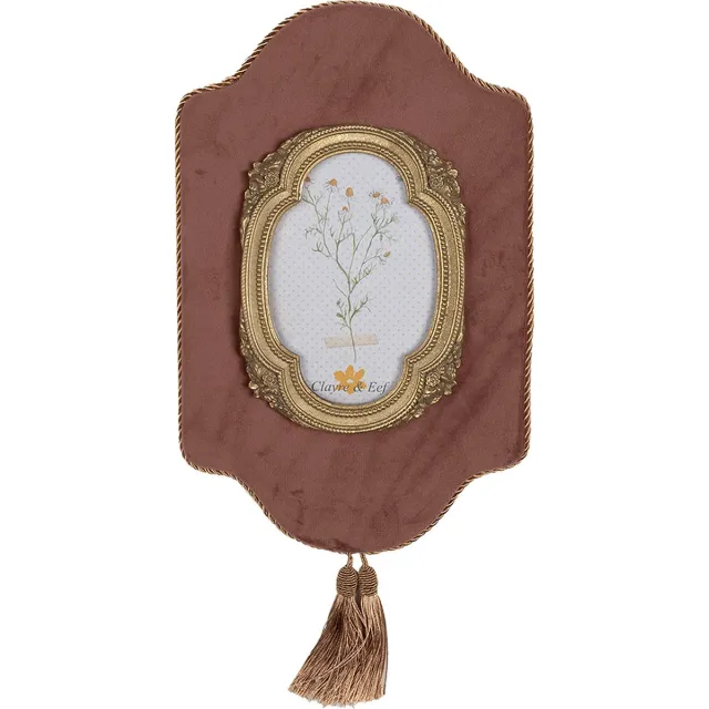 Clayre & Eef Fotolijst 10x15 cm Roze Goudkleurig Kunststof Rood