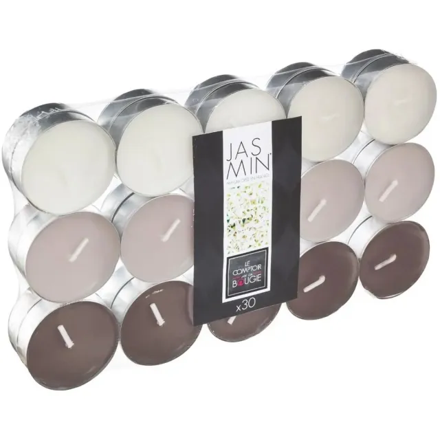 Atmosphera Geurkaars waxine/theelichtjes - 30x stuks - Jasmijn - 3,5 branduren Beige
