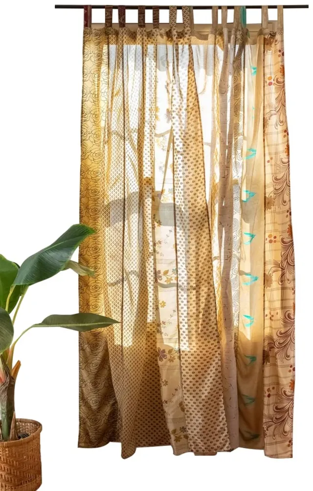 Ibenzoa Boehemien Gordijn voor Warme Lichtinval en Sfeervolle Interieurdecoratie, Beige, 210 x 105 cm