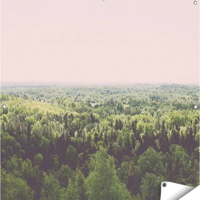 Gards Tuinposter Eindeloze Bos met Groene Bomen - 100x100 cm - Tuindoek - Tuindecoratie - Wanddecoratie buiten - Tuinschilderij Multikleur