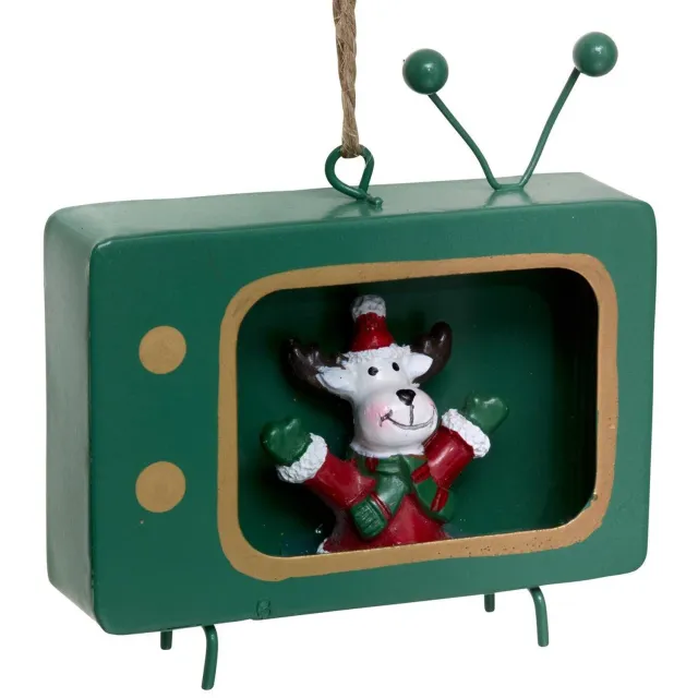 Feeric lights & Christmas Metalen kerstboomversiering in de vorm van een figuurtje, 9 cm Vert
