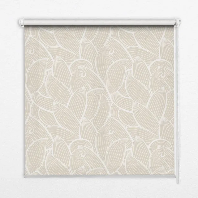 Coloray Rolgordijn Verduisterend - Bladeren Lichtdicht Rolgordijn - 110x140 cm - Beige Zonwerend Rolgordijn - Planten Verduisterend Rolgordijn Woonkamer - Rolgordijn in Nis Beige - Bladeren