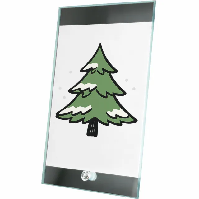 Mr Cadeautjes Glasframe 15 x 23 - design Een speelse winterboom opgebouwd uit losse penseelstreken en | cadeau Wit