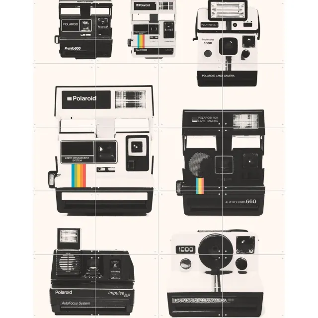 IXXI Instant camera collection, Florent Bodart - 80 x 100 cm - Grote wanddecoratie en posters - Vintage, Fotografie, Retro, Illustraties, Woonkamer Wit