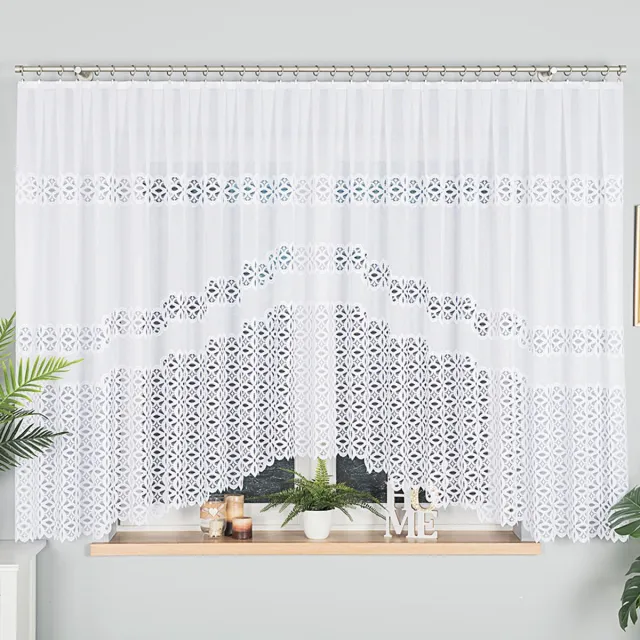 Markizeta ADRIANNA Serie - Jacquard Gordijn - 400x160 cm - Wit - Decoratief Uitgesneden