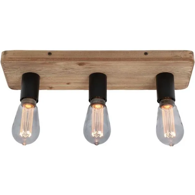 Freelight Plafondlamp Lenero 3 Lichts L 50 cm hout zwart