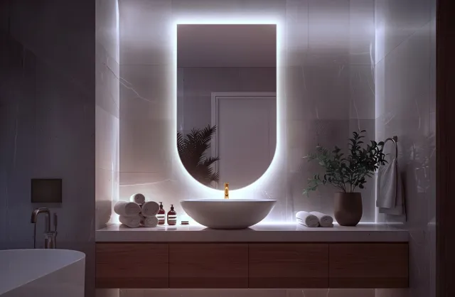 Coloray LED Spiegel Oval - Ovale Spiegel Badkamer Met Verlichting - 60 x 100 cm - Ovale Spiegel Met Verlichting - Boogvormige Spiegel met verlichting - Koel Licht - Ovale afgeknotte Spiegel - Minimalistisch Spiegel neutraal licht