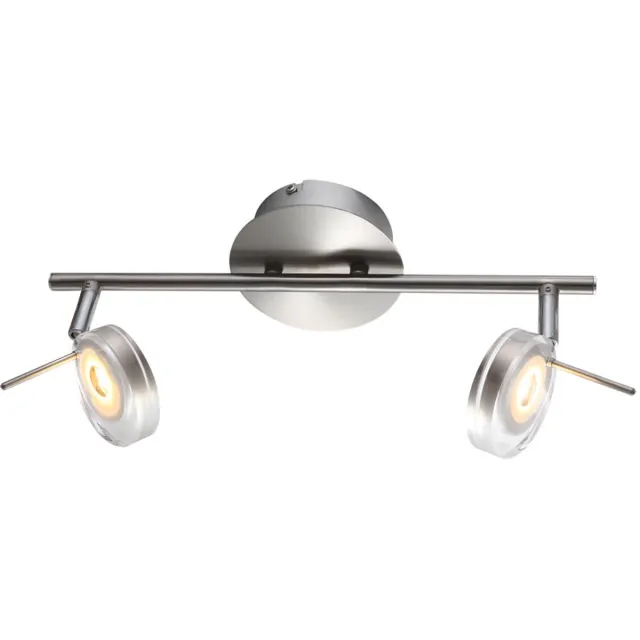 Globo Lighting Plafondlamp Spotlamp Woonkamerlamp, beweegbare spots, mat nikkel, LED 5W 375Lm warm wit, LxBxH 35,5x8x18,5cm zilver
