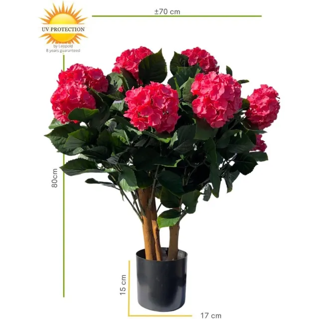 LeopoldFlora Kunst Hortensia roze XL 80cm UV Groen