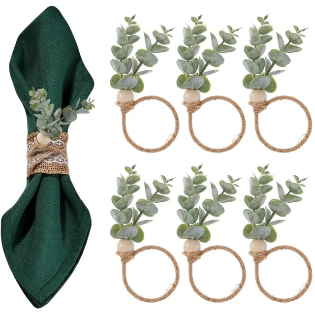 Ibenzoa Set van 6 Boho Servetringen voor Feestelijke Tafeldecoratie en Gelegenheden groen bruin