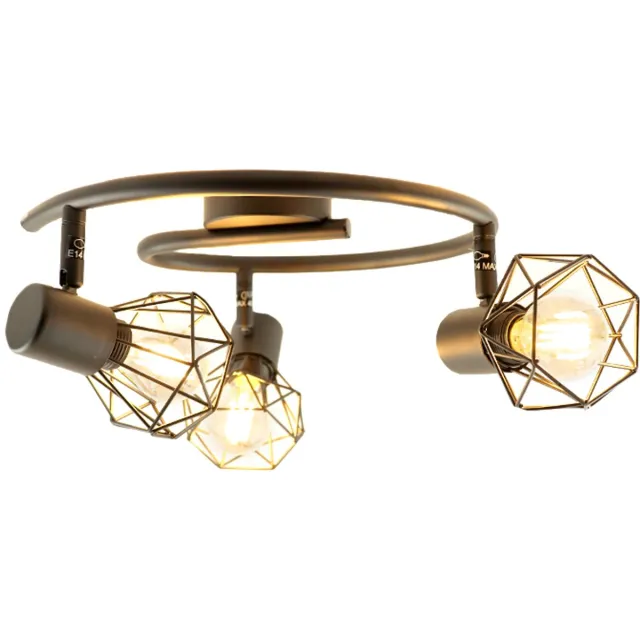 Olucia JAYLANO - Plafondlamp - Zwart - 3L - Geschikt voor Woonkamer/Slaapkamer/Kantoor/Horeca/Hal - Vorm: Rond