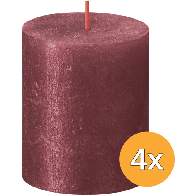 Bolsius 4x Bolsius Metallic Rustiekkaars 80/68 Rood (1 stuk)
