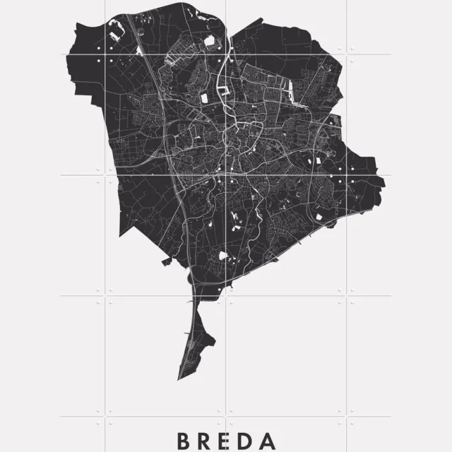 IXXI Breda, Kunst in Kaart - 80 x 100 cm - Grote wanddecoratie en posters - Abstract, Minimalisme, Grafisch Ontwerp, Geometrische Kunst, Woonkamer Monochroom / Zwart / Zwart en wit