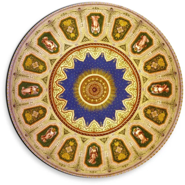 KuijsFotoprint Dibond Wandcirkel - Mozaïek Plafond - 30x30cm Foto op Aluminium Wandcirkel (met ophangsysteem) Rood