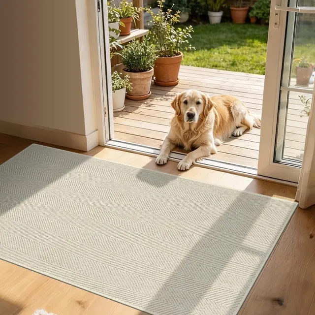 Famanu Antislip deurmat 81 x 122 cm, ultradun en machinewasbaar, voor binnen en buiten gebruik Transparant