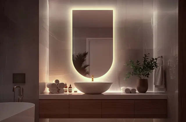 Coloray LED Spiegel Oval - Ovale Spiegel Met LED Verlichting - 60 x 100 cm - Ovale Spiegel LED - Boogvormige Spiegel met verlichting - Neutraal Licht - Ovale afgeknotte Spiegel - Minimalistisch Spiegel Koud licht
