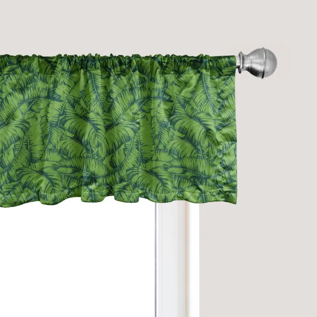 ABAKUHAUS Exotische raamvalance, gordijnvalance voor keuken en slaapkamer met tunnelzoom, 137 cm x 30 cm, varen groen jagersgroen Varengroen Jagergroen