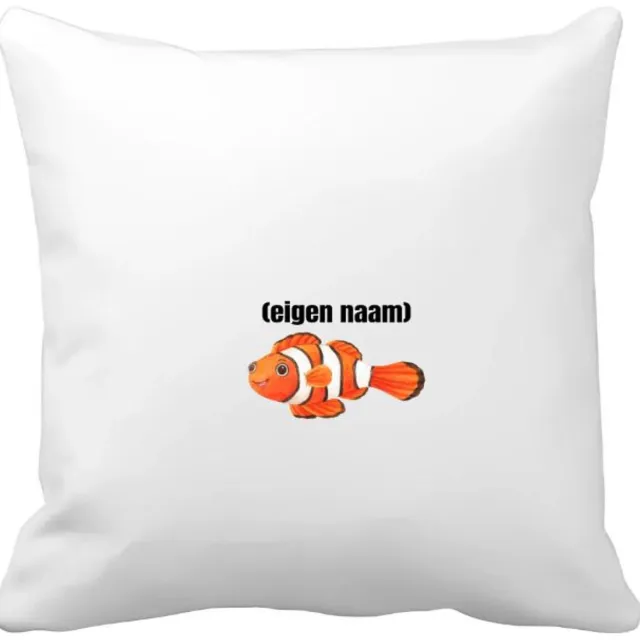 Akyol oranje vis (nemo) met eigen naam Kussen hoes - Vis - vissen liefhebbers - iemand die houdt van vissen - verjaardag - cadeau - kado - 40 bij 40 cm Multicolor