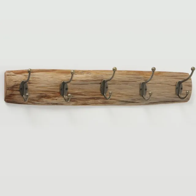 Boltze Kapstok - 5 haaks - Metaal - Bruin - 55cm - Hout - Wand