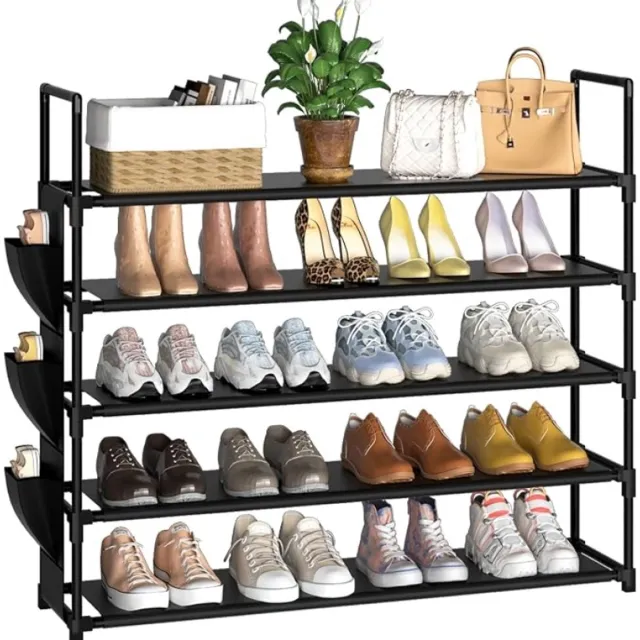 Nazik Living Schoenenrek 5 Laags – Ruimtebesparend Stabilo voor Entree, Kledingkast en Garage – Geschikt voor 20-25 Paar Schoenen Zwart