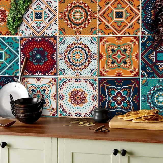 Ibenzoa Multifunctionele Decoratieve Muurstickers met Mozaïekpatronen – Perfect voor Diverse Interieurstijlen Bruin