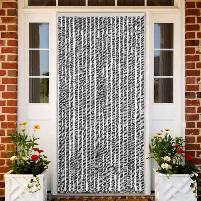vidaXL Vliegengordijn 90x200 cm chenille grijs en zwart-wit