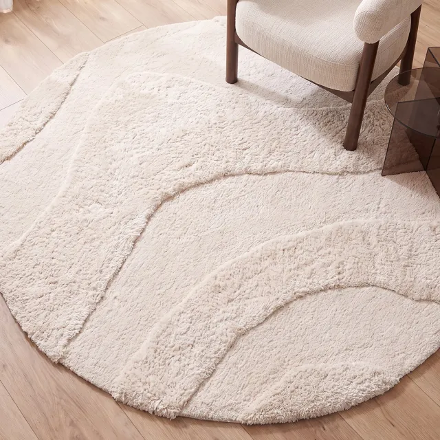 LABEL51 Rima Vloerkleden - Wit - Polyester - 200x200 cm - Rond