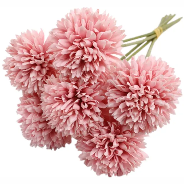 sojupcal Kunstmatige hortensiabloemen, zijden pompon chrysanten bolbloemen Donkerroze