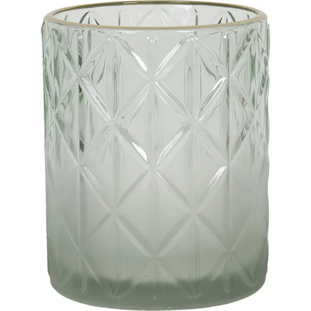 Clayre & Eef Theelichthouder Ø 10x12 cm Groen Glas Rond Waxinelichthouder