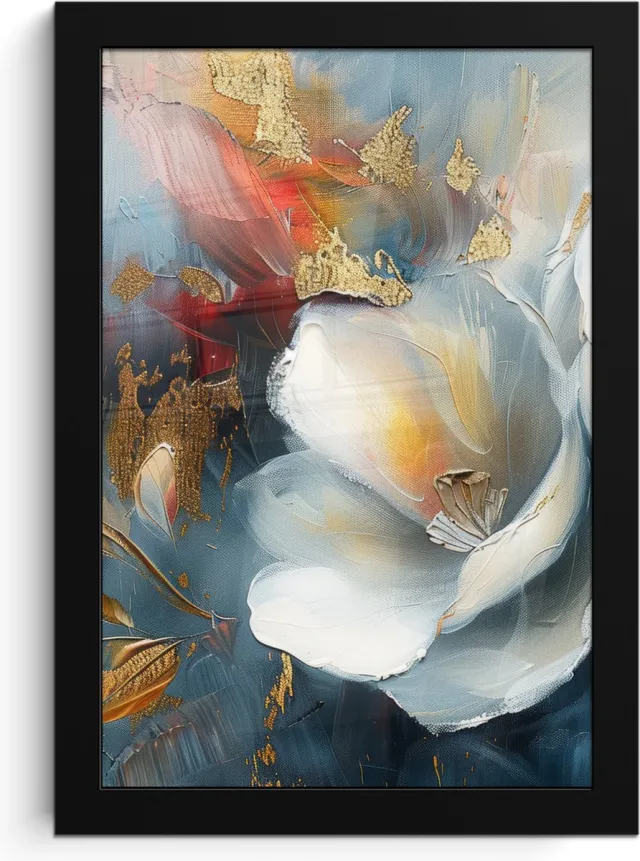 FrameYourWall Poster in lijst - Fotolijst 20x30 cm - Posters - Bloemen - Wit - Goud - Kunst - Abstract - Posterlijst zwart - Decoratie - Wanddecoratie woonkamer - Muurdecoratie slaapkamer