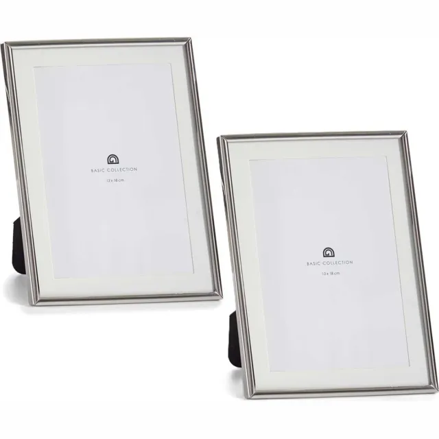 Giftdecor Fotolijstje voor 13 x 18 cm foto - 2x - zilver - metaal - frame 15 x 20 cm - passe partout