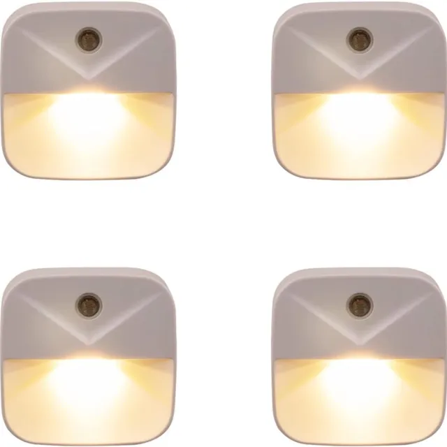 KZQ Nachtlampje - LED-nachtlampje met sensor - Stekker - Geschikt voor slaapkamers, badkamers, keukens, gangen en trappenhuizen - 4 stuks - Warm wit licht Merkloos