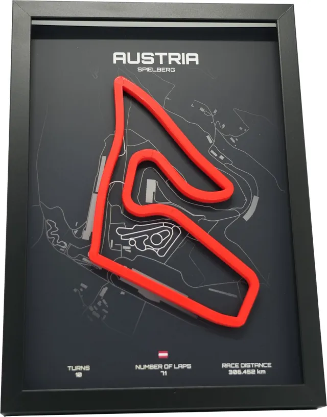 Circuitlayers Spielberg Oostenrijk 3D F1 circuit schilderij zwart