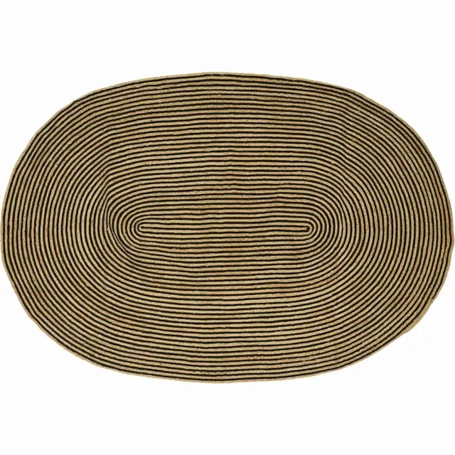 vidaXL Gebied - Tapijt - Naturel - en - Zwart - 205 - x - 305 - cm - Jute Naturel en Zwart