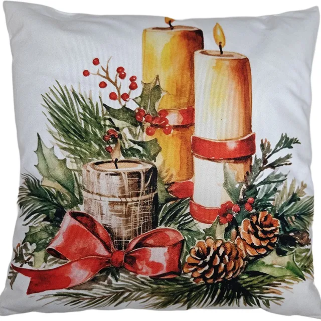 Clayre & Eef Sierkussen 43x43 cm Wit Polyester Kerst