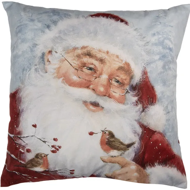 Clayre & Eef Kussenhoes 45x45 cm Grijs Polyester Kerstman