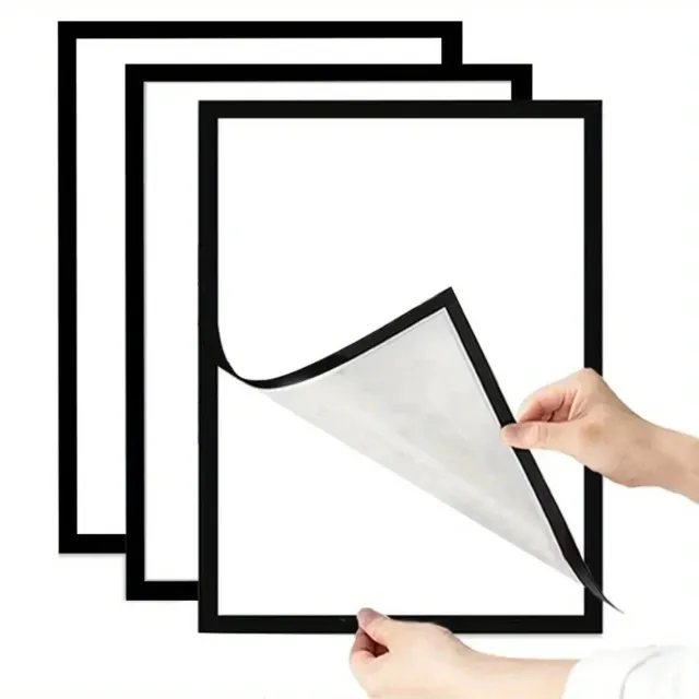 Cherrys Finds 3 Stuks Magnetische Fotolijst - Magnetische A6 Info Frames Zelfklevend - Magnetische Fotolijstjes - Magnetisch Fotolijstje - Insteekhoes Voor Documenten En Posters - Magnetische Fotolijstjes Koelkast - Zwart