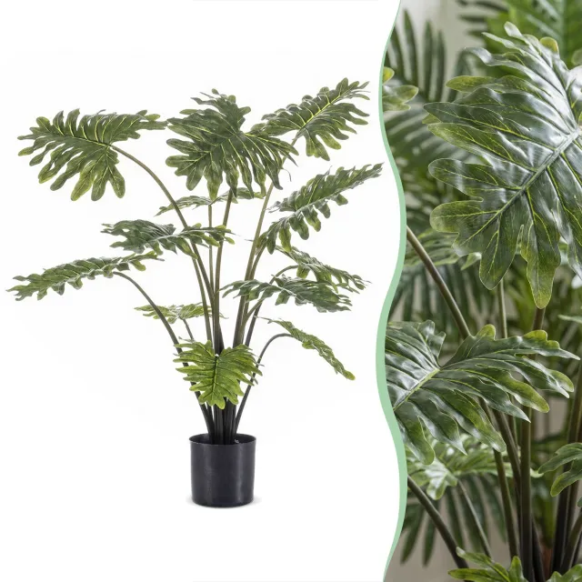 Green Boutiq kunstplant - Philodendron - 80 cm Groen