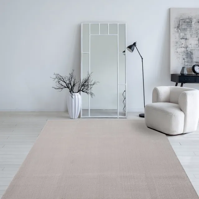 Mia´s Teppiche Mia’s Teppiche Taos – superzacht kortflor vloerkleed met antislip rug, wasbaar, zand, 160 cm rond