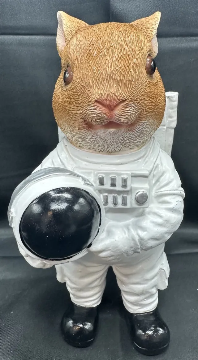Impuls Decoratief beeld "konijn in astronauten pak" - polyresin - meerkleurig - hoogte 21x13x7cm - Woonaccessoires - Decoratieve beelden - Woondecoratie Wit + bruin - konijn