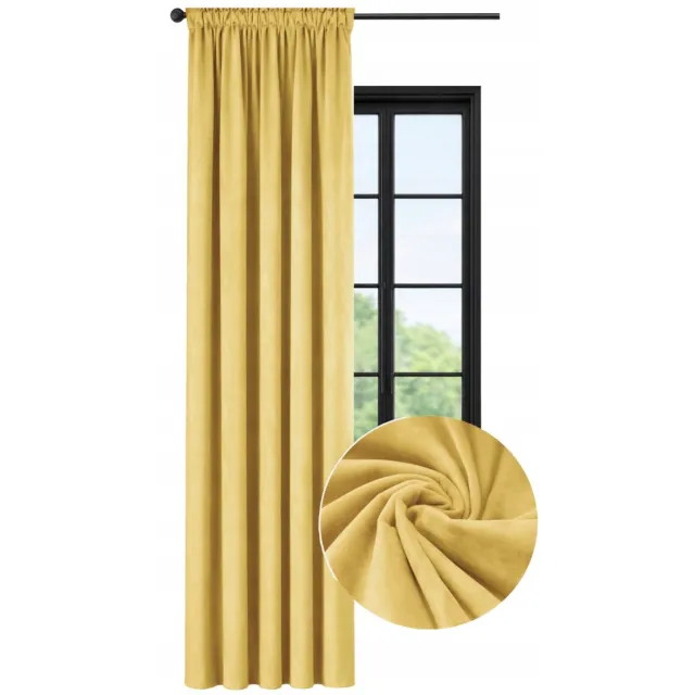 NOW-ART Kant-en-klaar Velours Gordijn 140x200cm - Zacht & Elegant Mosterdgeel