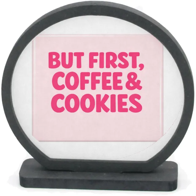 Mr Cadeautjes Houten fotolijst rond met MDF inleg - design Compacte typografische print met een speels keuken- of koffi | cadeau Wit
