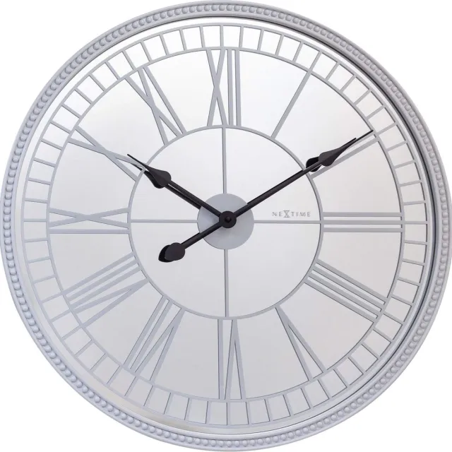NeXtime Spiegelklok - 56cm - Stille wandklok - Landelijk - Wit - NeXtime - "Cleopatra"